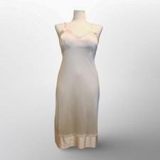 MINT Vintage Lorraine Cream Slip Dress 100 Nylon Lace Trim sz 42 Tall Coquette