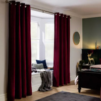 Save 50% - Habitat Chenille Blackout Lined Thermal Curtains-Berry 168cm x 183cm
