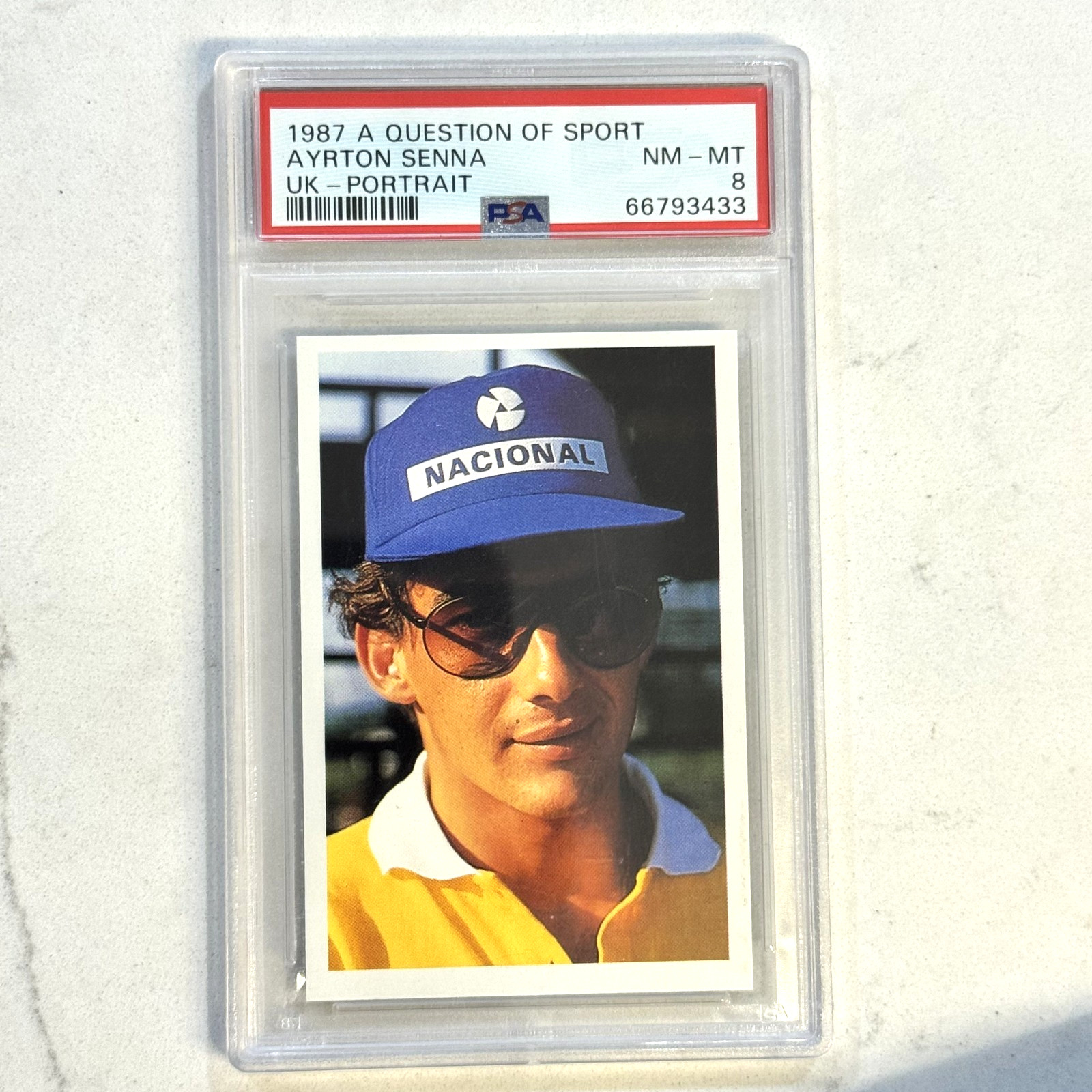 1987 A Question Of Sport UK Portrait Ayrton Senna ROOKIE PSA 8 NM-MT