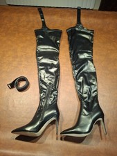 ONLY MAKER CHAP BOOTS 42/US 10 BLACK WITH BELT NWB