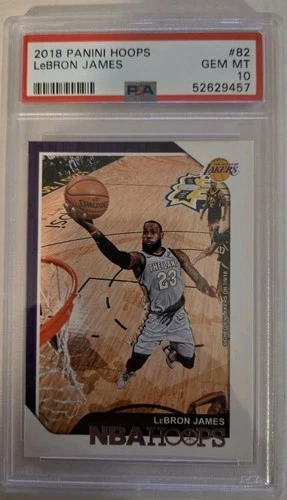 2018 PANINI HOOPS BASKETBALL CARD #82 LEBRON JAMES PSA 10 NBA LOS ANGELES LAKERS