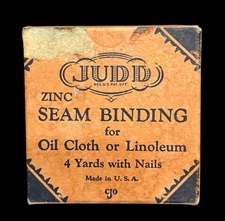 Vtg JUDD Zinc Seam Binding for Oil Cloth & Linoleum 9/16" w/ Nails Altered Art
