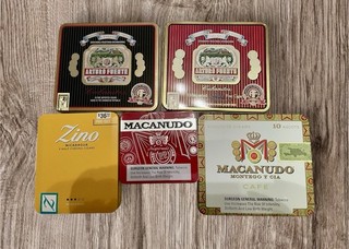 MACANUDO ARTURO FUENTE ZINO EMPTY CIGAR TINS lot of 5