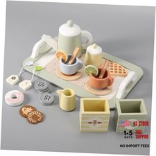 Wooden Tea Party Set for Little Girls for Kids Toddlers, Pretend Play Tea Set