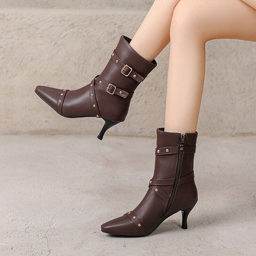 Nuevo Botines Británicos Remachazados Punta Punta Caballero Botas Hebilla Tacones Altos Botas - Imagen 3 de 23