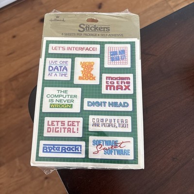 Vintage Hallmark Stickers Computer Sayings 1984 Sealed Package 4 Sheets Nerdy