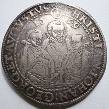 1599 Saxony Three Brothers Silver Thaler Christian II Johann Georg August coin