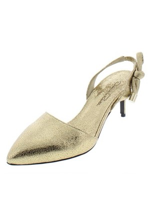 OSCAR DE LA RENTA Womens Gold Cora Kitten Heel Slip On Leather Slingback 37