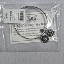 Chrysalis Flourish Lily of Valley Mayflower Expandable Bangle Rhodium-plated