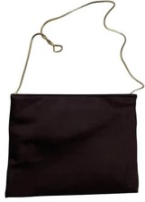 Vintage Brown Satin Evening Bag Gold Chain Strap Clutch Minimalist 90s