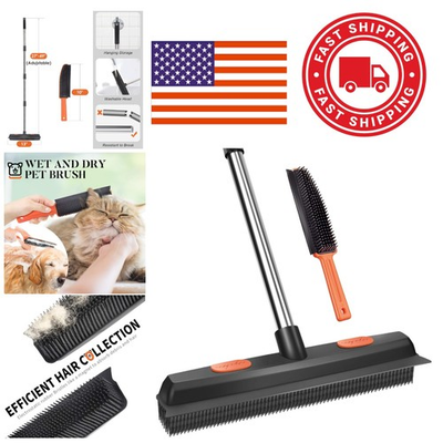 #ad #ad Durable Rubber Broom with Adjustable Handle for Pet Hair Cleaning on Any Surface $31.99