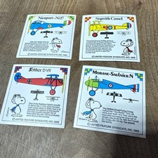 PEANUTS SNOOPY Set Of 4 Vintage Wonder Bread Premium Airplane card sticker 1965