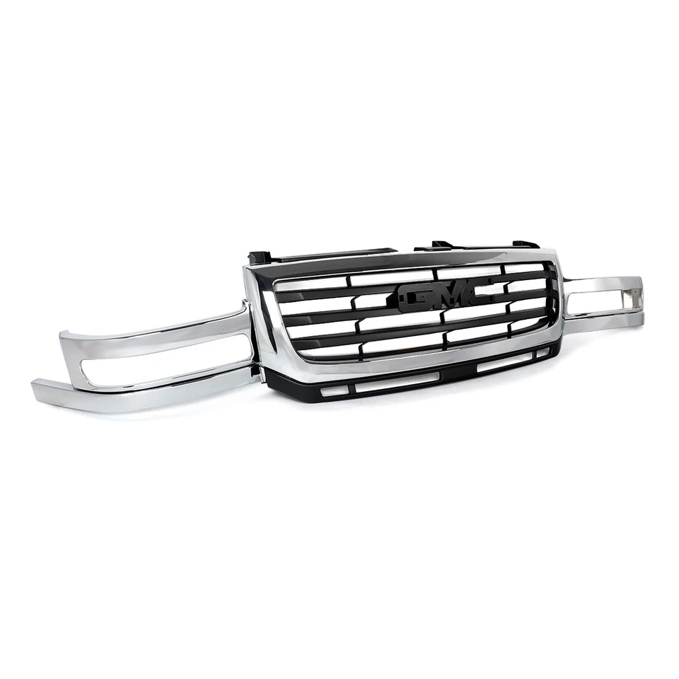 For 2003-2007 GMC Sierra 2500 3500 HD Chrome Black Front Bumper Grille Assembly - Image 2 of 4