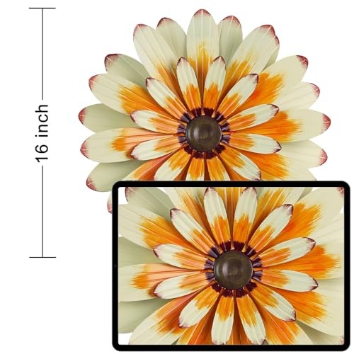 Metal Flower Wall Decor, 16" Wall Art Hanging Decorations for Home Bathroom - Picture 5 of 8