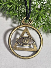 Bronze-Plated Metal Egyptian Eye Of Providence Pendant Jewelry with a Thread