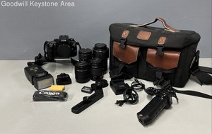 Canon EOS Elan 7E 35mm SLR Film Camera Kit w/ 4 Lenses & Accessories