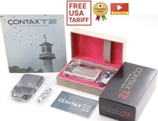 All Works Almost Unused in Box Contax T2 Titan Silver 35mm Film Camera JAPAN