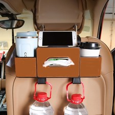 Multifunctional Leather Car Seat Back Hanging Storage Organizer w/ 2 Cup Holders
