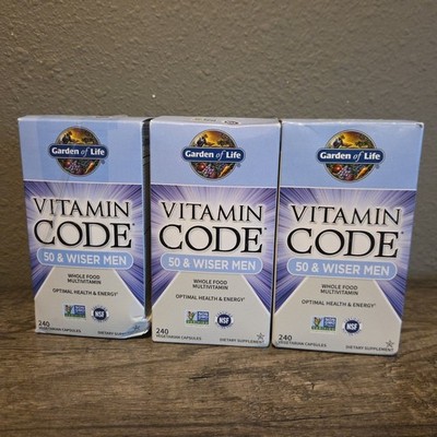 3 Pack Garden of Life Vitamin Code 50 & Wiser Men Multivitamin 480ct EXP: 5/2026