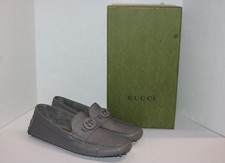 Gucci Men's Gray Interlocking GG Driver Loafers Size 11