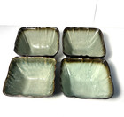 Gourmet Expressions Ceramic soup Bowl 4 Piece Set Birdsong Garden Square Green