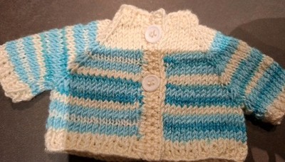 Bär Kleidung Teddy Puppe Strickjäckchen 30 cm Maße s. Bilder Handarbeit 