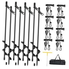 Tent Stakes Heavy Duty, 8 Pack 17.7" Ground Anchors Screw in, Trampoline 8PCS