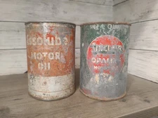 Vintage Sinclair Opaline White Dino Oil Can Advertising Esso Road Kill Metal Lot