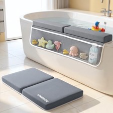 UNEEDE Baby Bath Kneeler  Elbow Pad Set, 1.5" Thick Memory Foam Mat Gray
