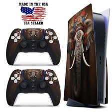PS5 Disc Version Console  Controller Vinyl Skin Decal Wrap - Indian Elephant