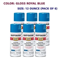 Rust-Oleum 7727830-6PK Stops Rust Spray Paint, 12 oz, Gloss Royal Blue, 6 Pack