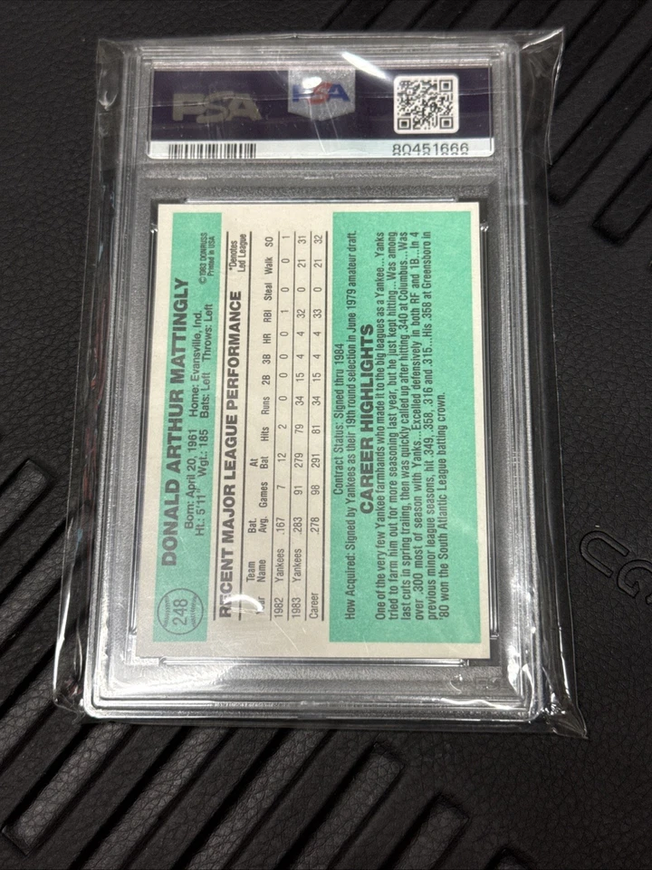Tarjeta de novato Donruss #248 1984 Don Mattingly RC New York Yankees Foto 2 de 2