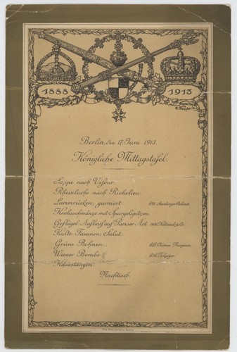 Menükarte Hohenzollern 1913 Königliche Mittagstafel historisch Doepler Berlin - Picture 2 of 2