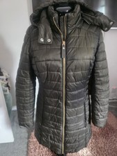 JOULES  GREEN  CANTERBURY LONG WARM & COSY QUILTED HOODED COAT UK 14