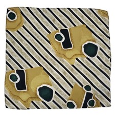 100 Silk Hand-Rolled Hem Pocket Square Handkerchief Abstract Gold Green