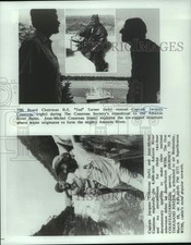 1986 Press Photo Jacques and son Jean Michel Cousteau Amazon River expedition