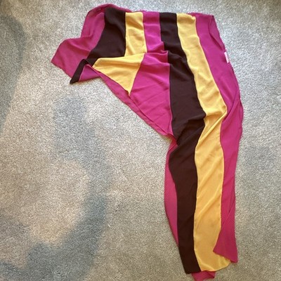 Y2K Lucca Women's Chiffon Rectangle poncho Polyester Striped Pink Brown Yellow