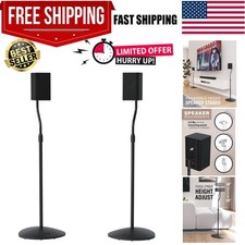 Height Adjustable Speaker Stands for Bookshelf & Satellite Speakers up to 3.5lbs