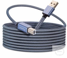 25 ft Printer Cable, Nylon Braided USB 2.0 Type A to B Cord, High-Speed 480Mbps