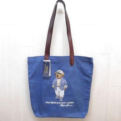 Ralph Lauren Polo Bear Twill Shopper Tote Bag Blue