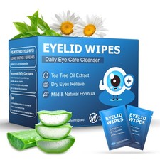 30PCS Eyelid  Lash Wipes for Itchy  Dry Eyes, Tea Tree Oil Eyelid Wipes for...