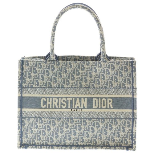 Christian Dior Book Tote Medium Bag Handbag Indigo Blue Denim Used 7cdfdf18a0e4c