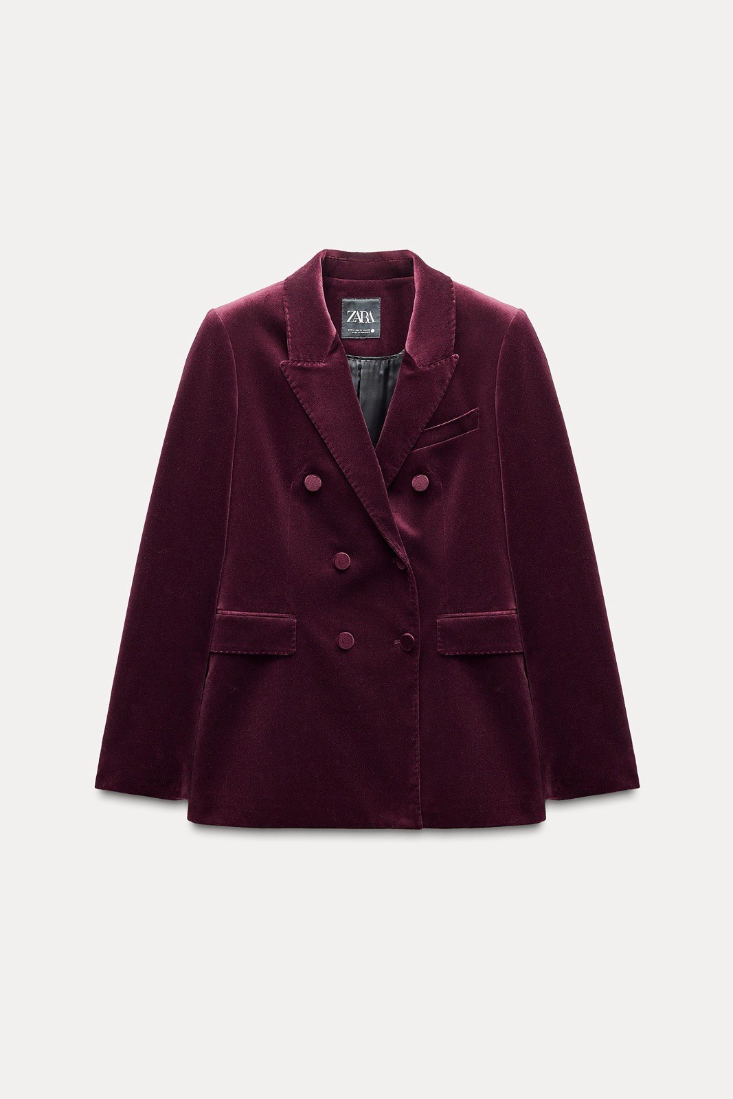 Zara ZW Burgundy Double Breasted Velvet Blazer M & XL New image 2