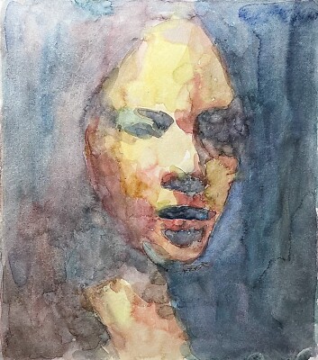Original Unikat Figurative Portrait Watercolour Porträt Aquarell Gemälde Bild