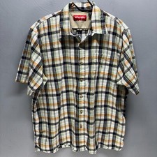 Wrangler Button Up Shirt Size XL Plaid 100 Cotton Comfort Casual Short Sleeve