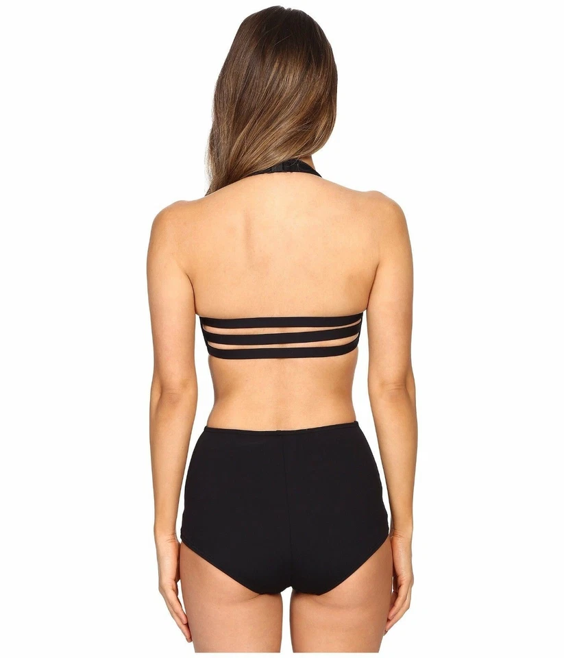 Traje de baño para mujer Proenza Schouler negro cuello halter recortado una pieza talla XS Foto 3 de 4