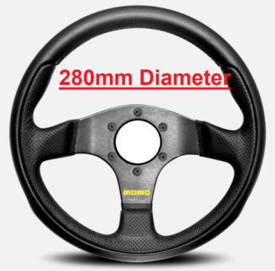 Genuine Momo Team 280mm Black Leather steering wheel. Team 28. NO