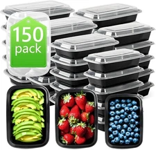 (150 Count) Round Meal Prep Containers to go Take-Out Food Containers with Lids