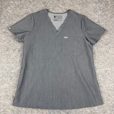 FIGS Technical Collection Catalina Scrub Top Pocket Gray Womens Small S