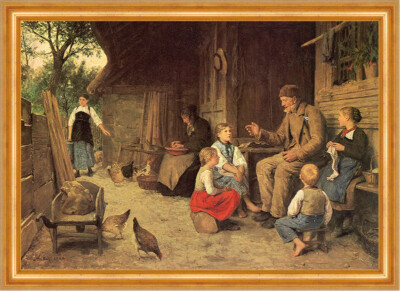 Großvater erzählt Geschichte Albert Anker 1884 Schweizer Maler H A3 0599 Gerahmt